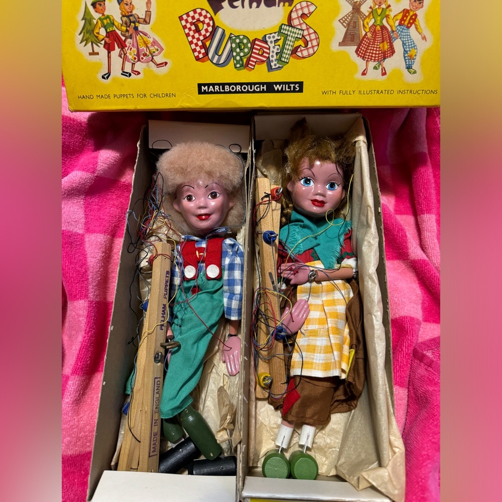 1960s Hansel and Gretel Toy Marionette - Vintage Pelham Puppets (England)